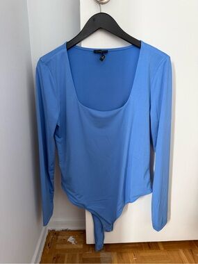 Dynamite Sky Blue Long-Sleeve Scoop Neck Bodysuit